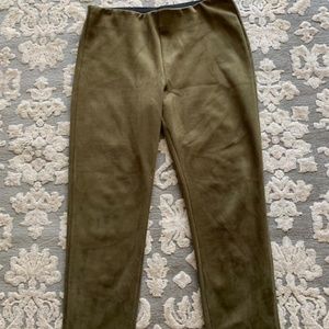 Pull on olive green faux suede pants XL